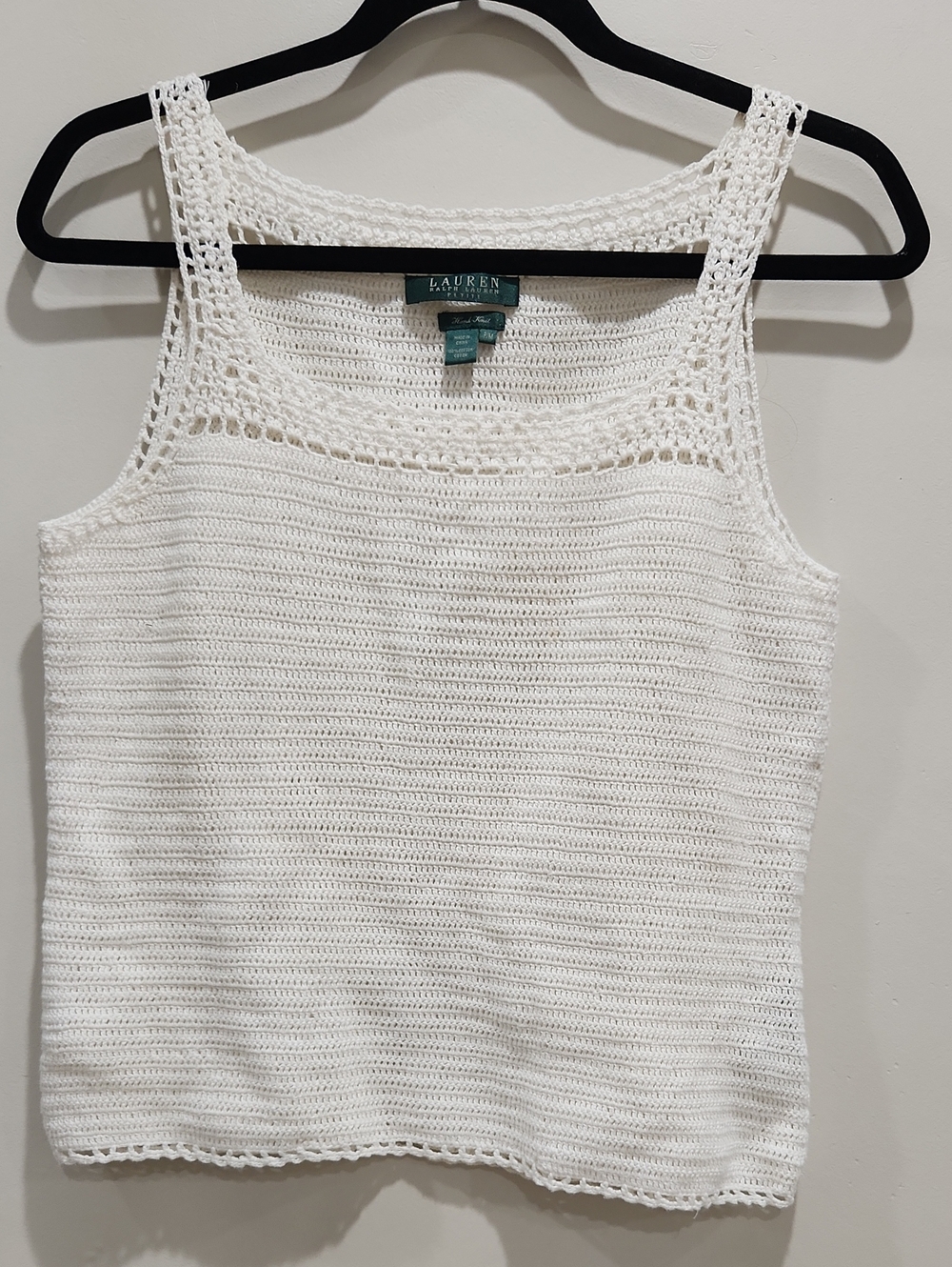 Lauren Ralph Lauren White/ Cream Crochet Tank Top Size MP